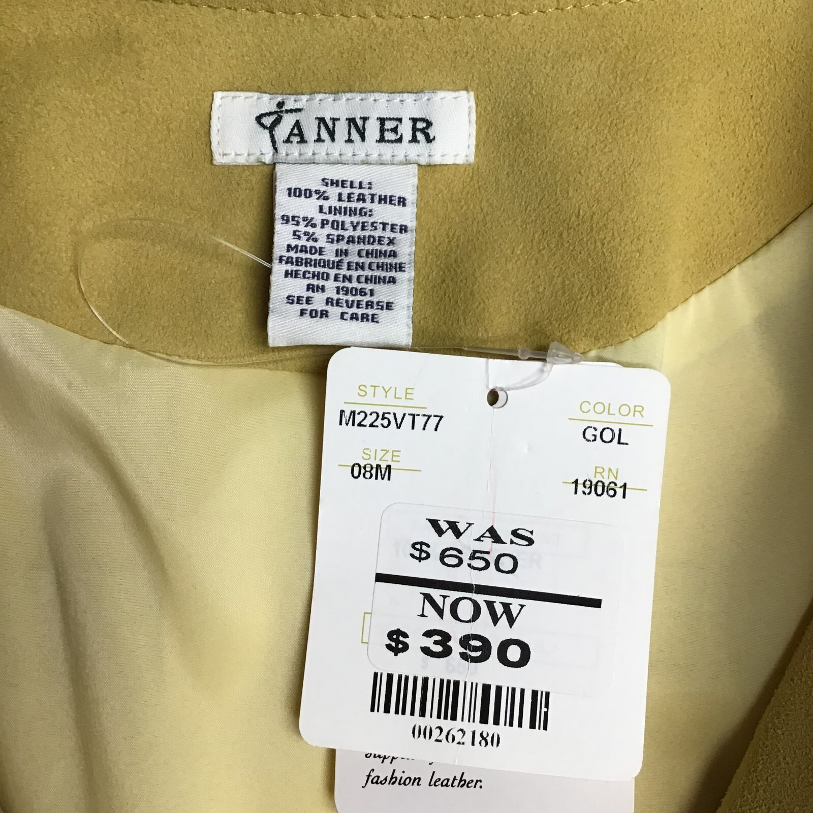 Tanner Gold Sleeveless Inner Pockets Full Zip Lined Leather Shell Vest M $650