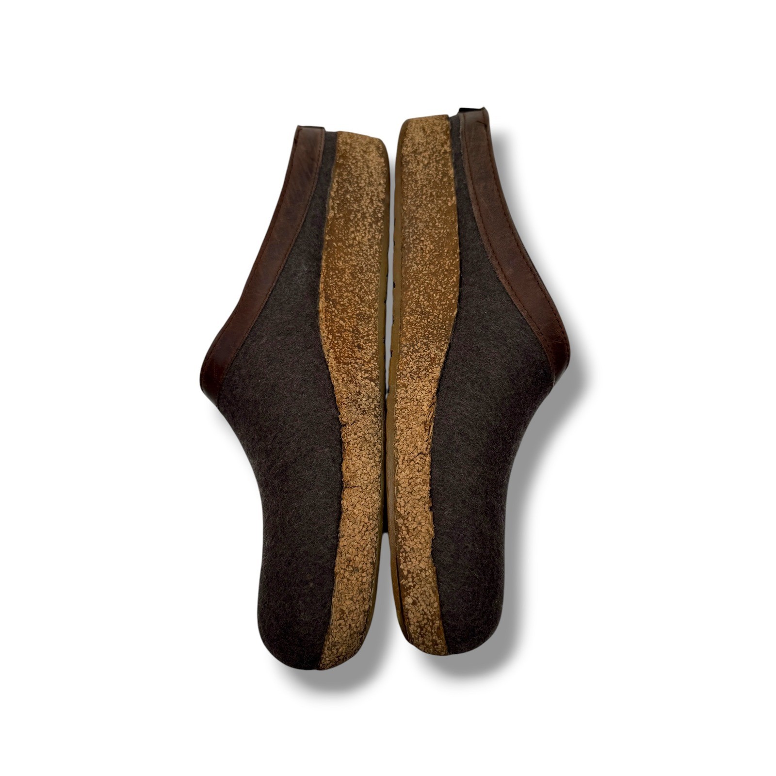 Haflinger Wool Clogs Mens 43 Gray Brown Leather Trim Cork Sole House Slippers