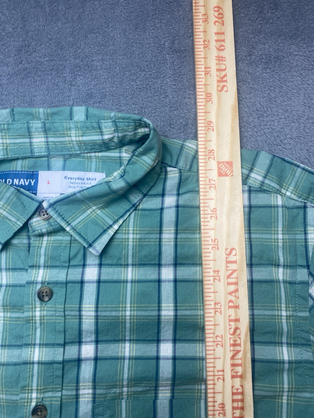Old Navy Everyday Shirt Built-In Flex Plaid Button Down Shirt Mens Regular Sz L