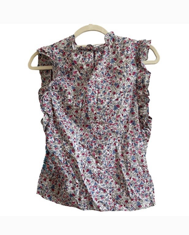BB Dakota Steve Madden Women’s S Floral Sleeveless Ruffle Tie Blouse