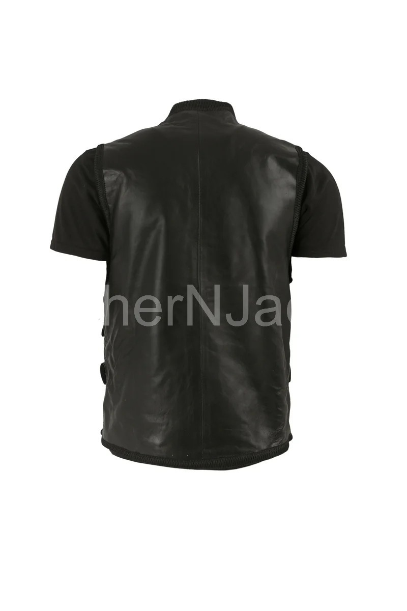 Mens Blade Wesley Snipes Trinity Cosplay Tactical Black Leather Vest Costume