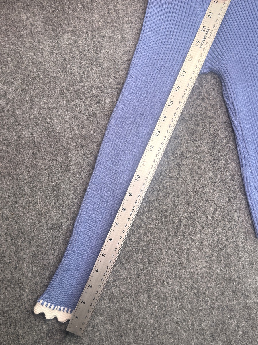 Scalloped Trim Ribbed Long Sleeve Top