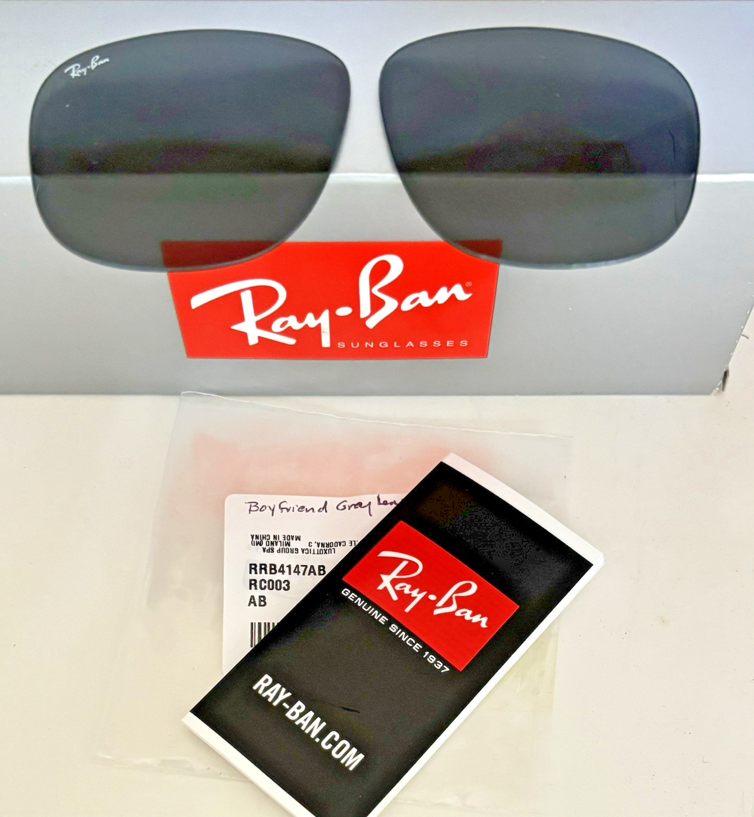 Ray Ban RB4147 Boyfriend Replacement Lens Grey Pair 60mm Genuine NWT