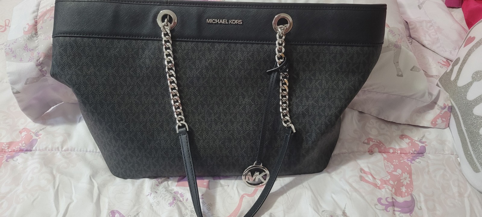Michael Kors Large Black Leather Tote Purse Shoulder Bag
