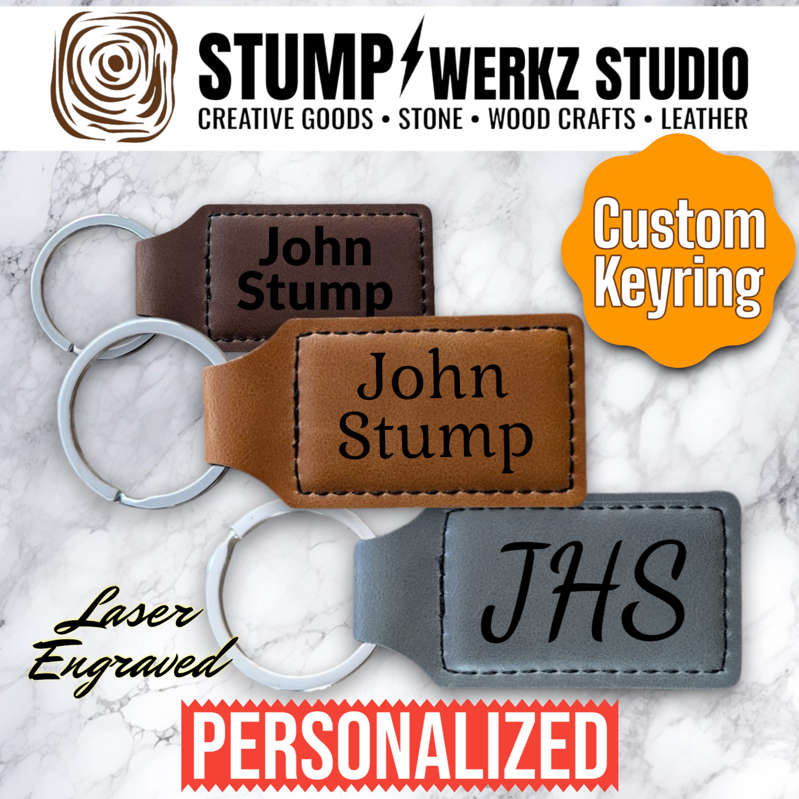 Custom Keychain Keyring Fob Luggage Bag Tag Personalized Name Initials Monogram