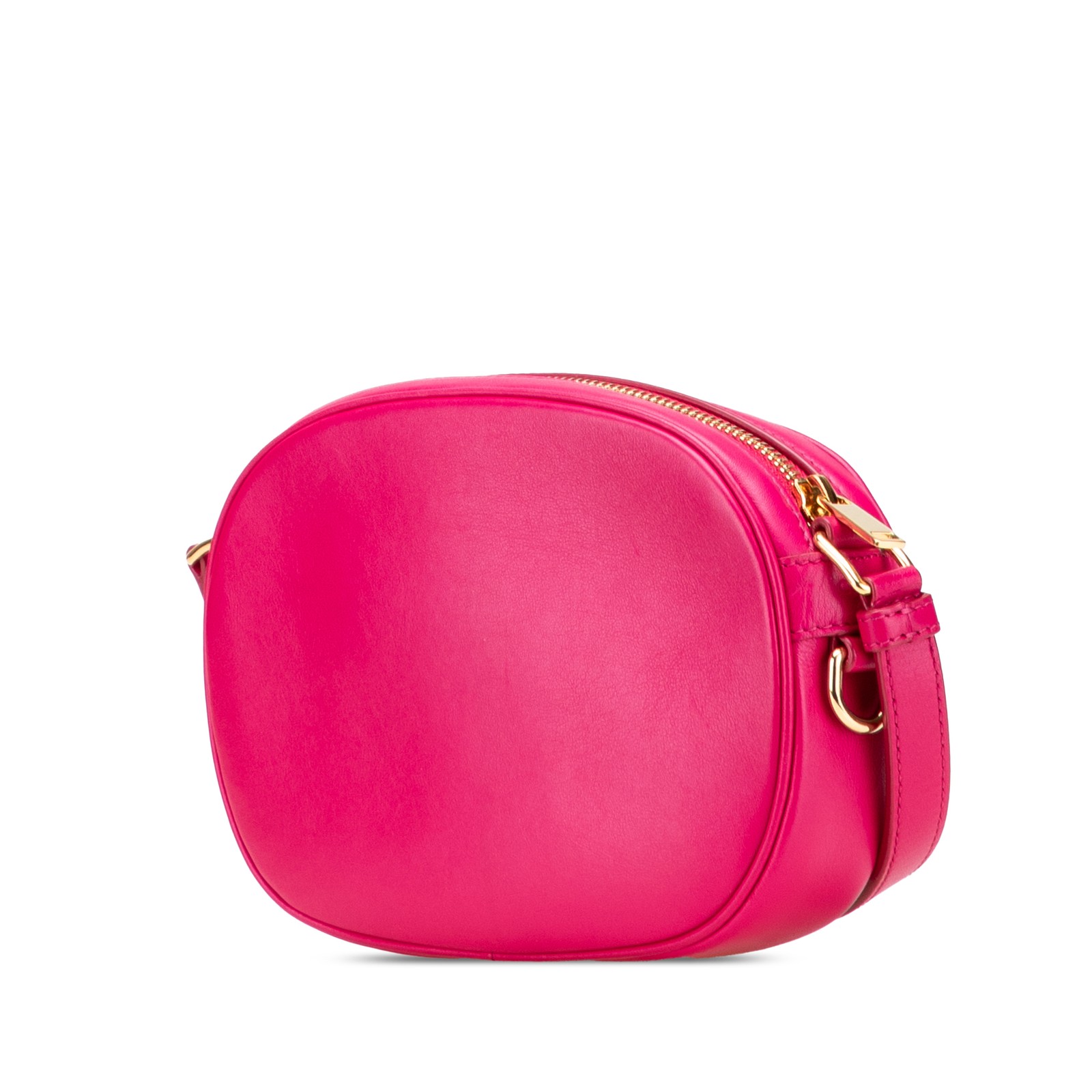 Authenticated Celine Quilted skin C Charm Crossbody Pink Dark Calf Leather Bag