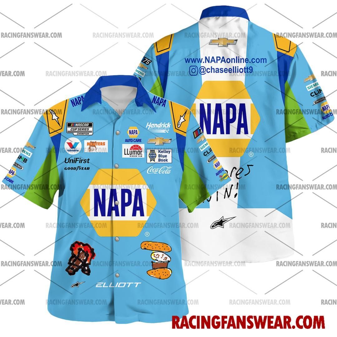 Chase Elliott Nascar Racing 2023 Uniform Apparel Clothes Hawaiian Polo Shirts