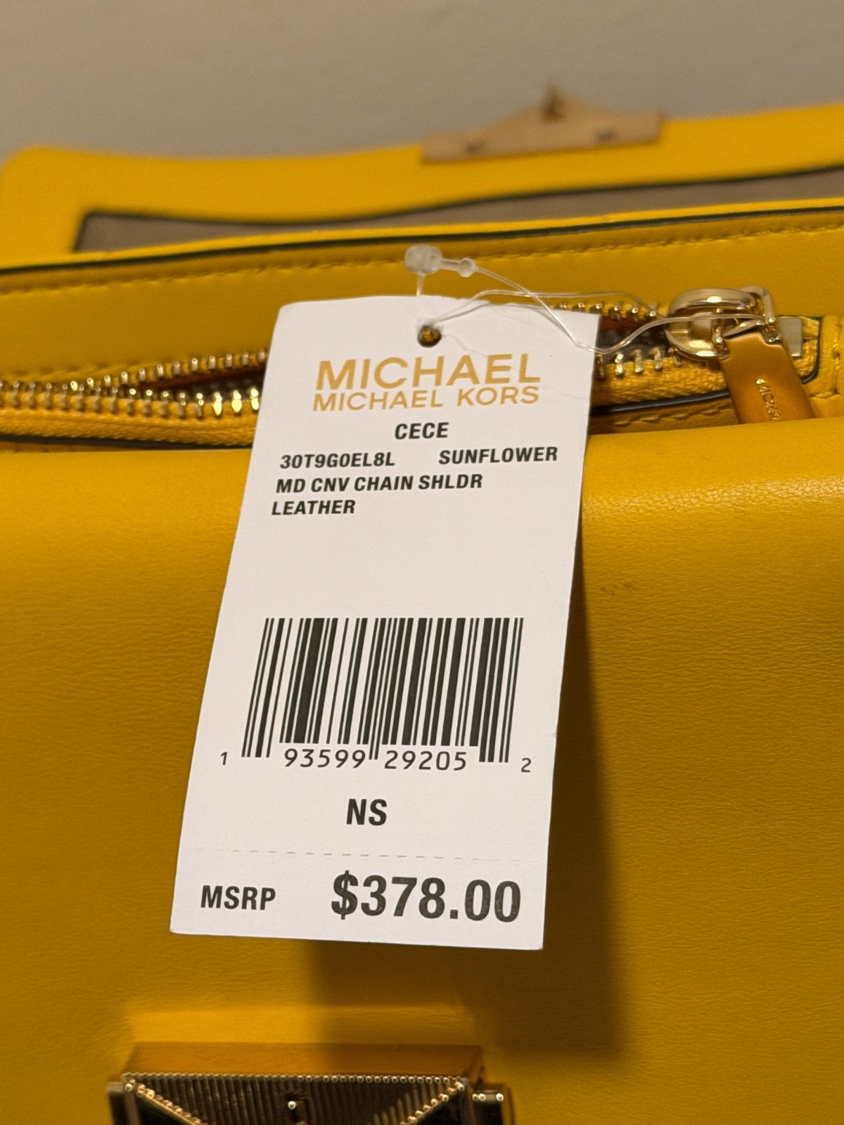 Michael Kors Cece Medium Convertible Chain Shoulder Bag Sunflower Yellow Leather