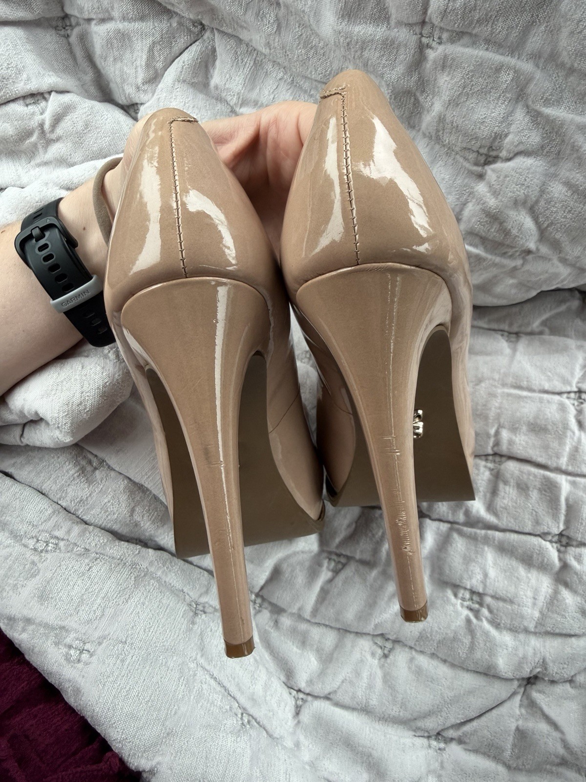 Simply Vera Vera Wang Beige Patent Leather Stiletto Square Toe Pumps 8.5