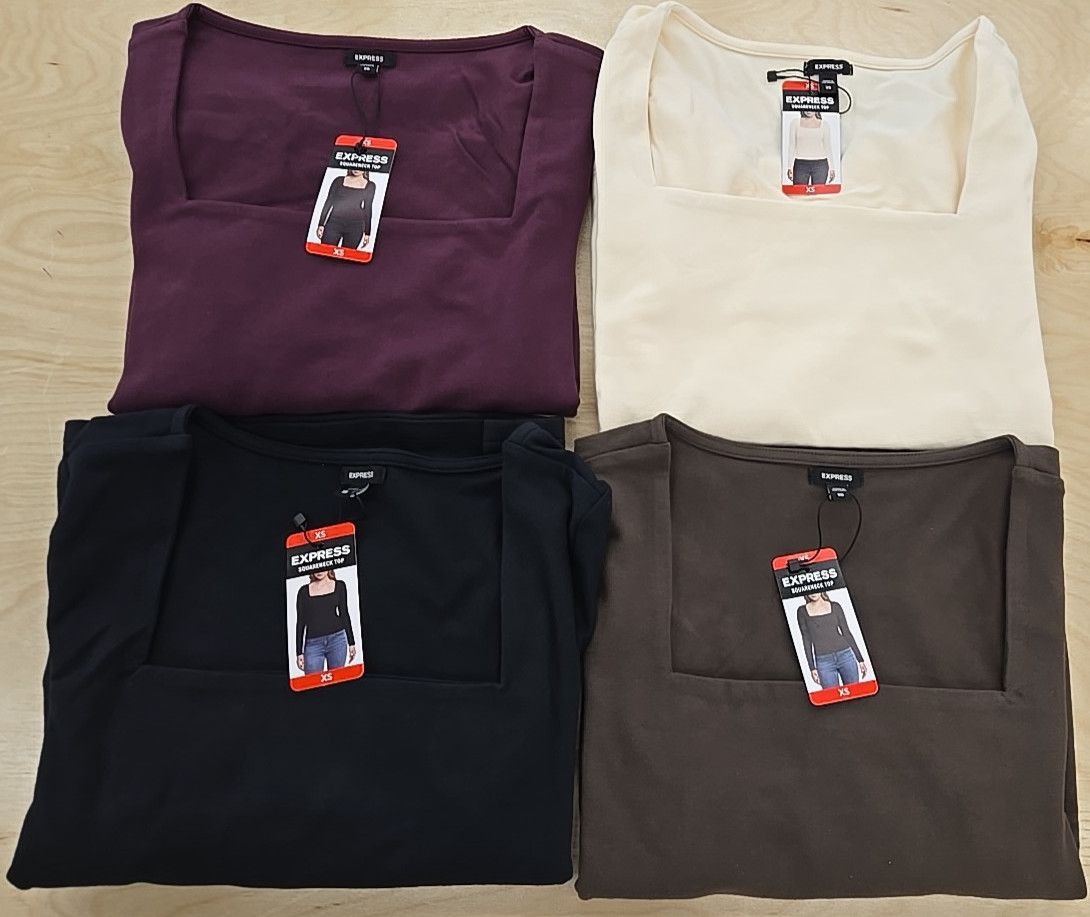 NWT: Women’s Express Square Neck Top – 4 Colors: 6 Sizes