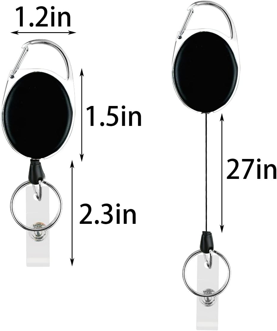 5 Pack Heavy Duty Retractable Badge Reel Id Card Holder with Clip and Key Ring C
