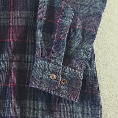 Pendelton Corduroy Shirt Mens L Green Plaid Wayne Shirt Cottage Outdoor Beach