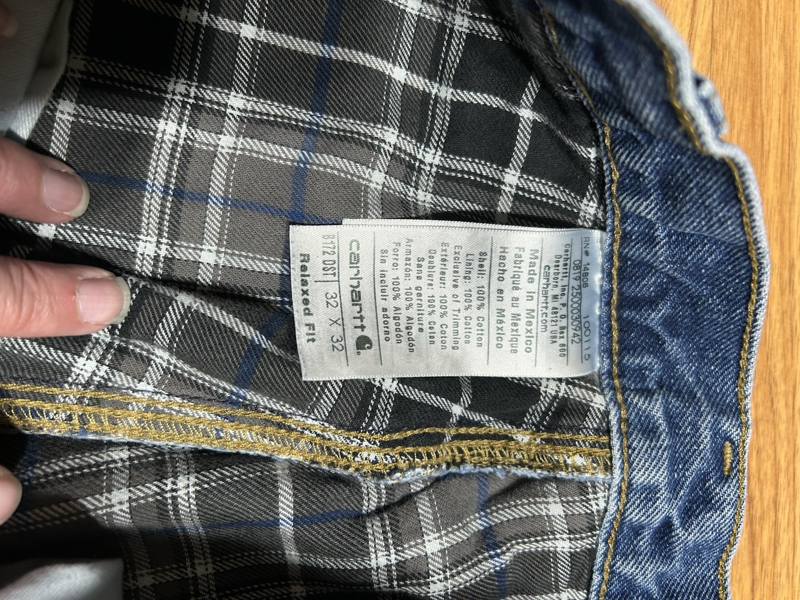 Carhartt Relaxed Fit Flannel Lined Jeans Men 32×32 Medium Wash B172 DST Workwear