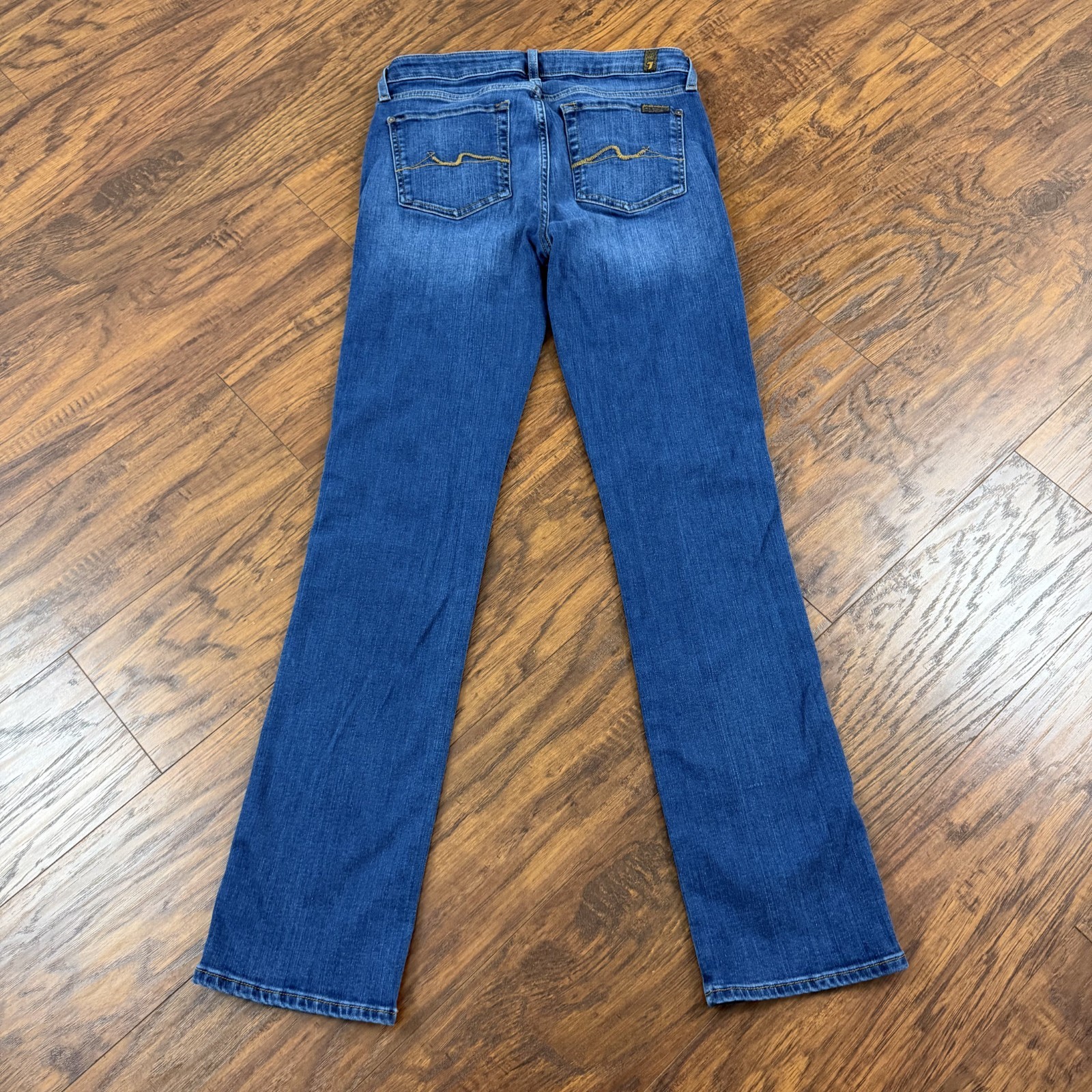 7 For All Mankind Jeans Womens 27 Straight Mid Rise Stretch Denim Kimmie 27×32