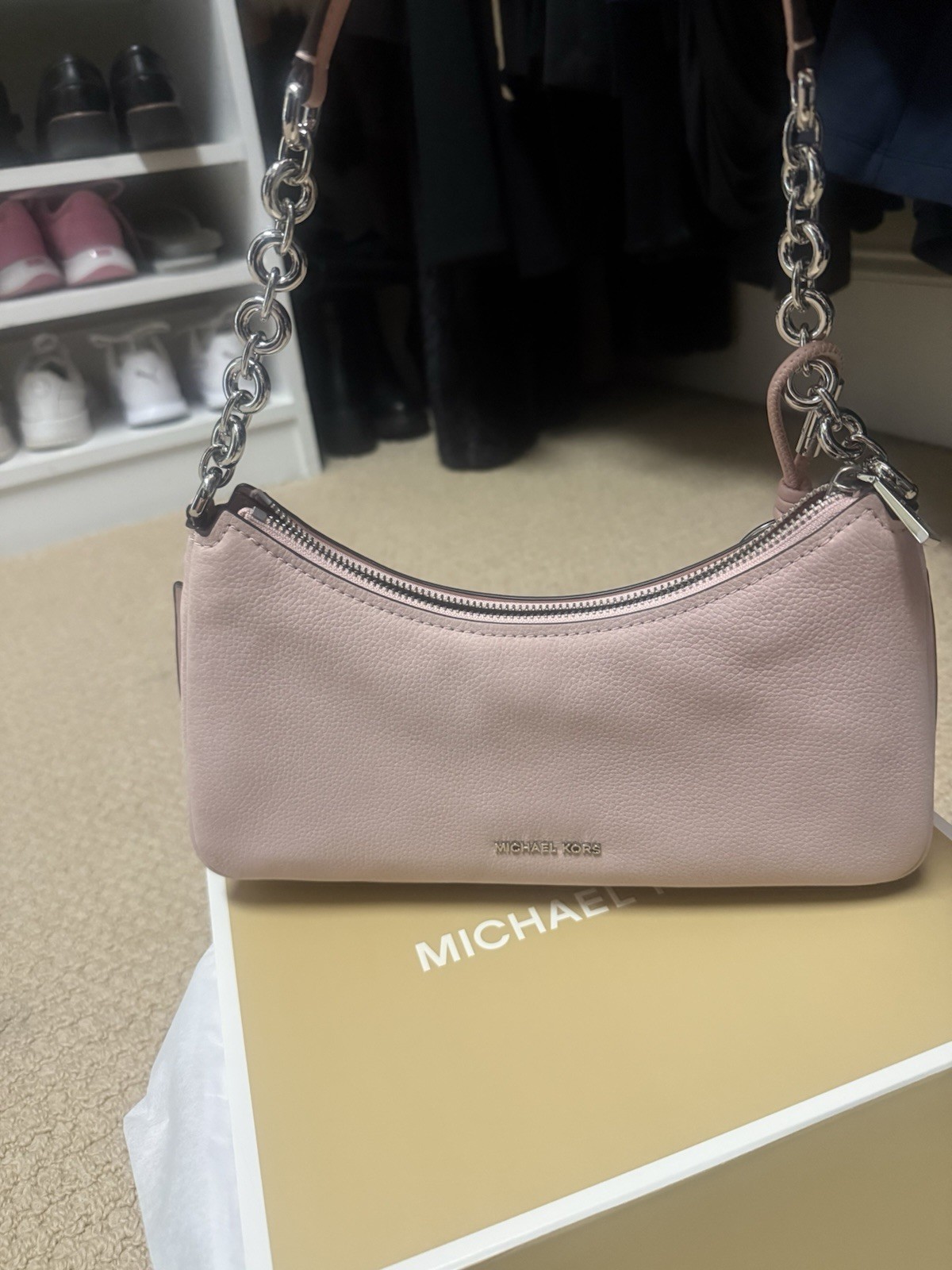 Michael Kors Nolita Medium Nubuck Chain Pochette