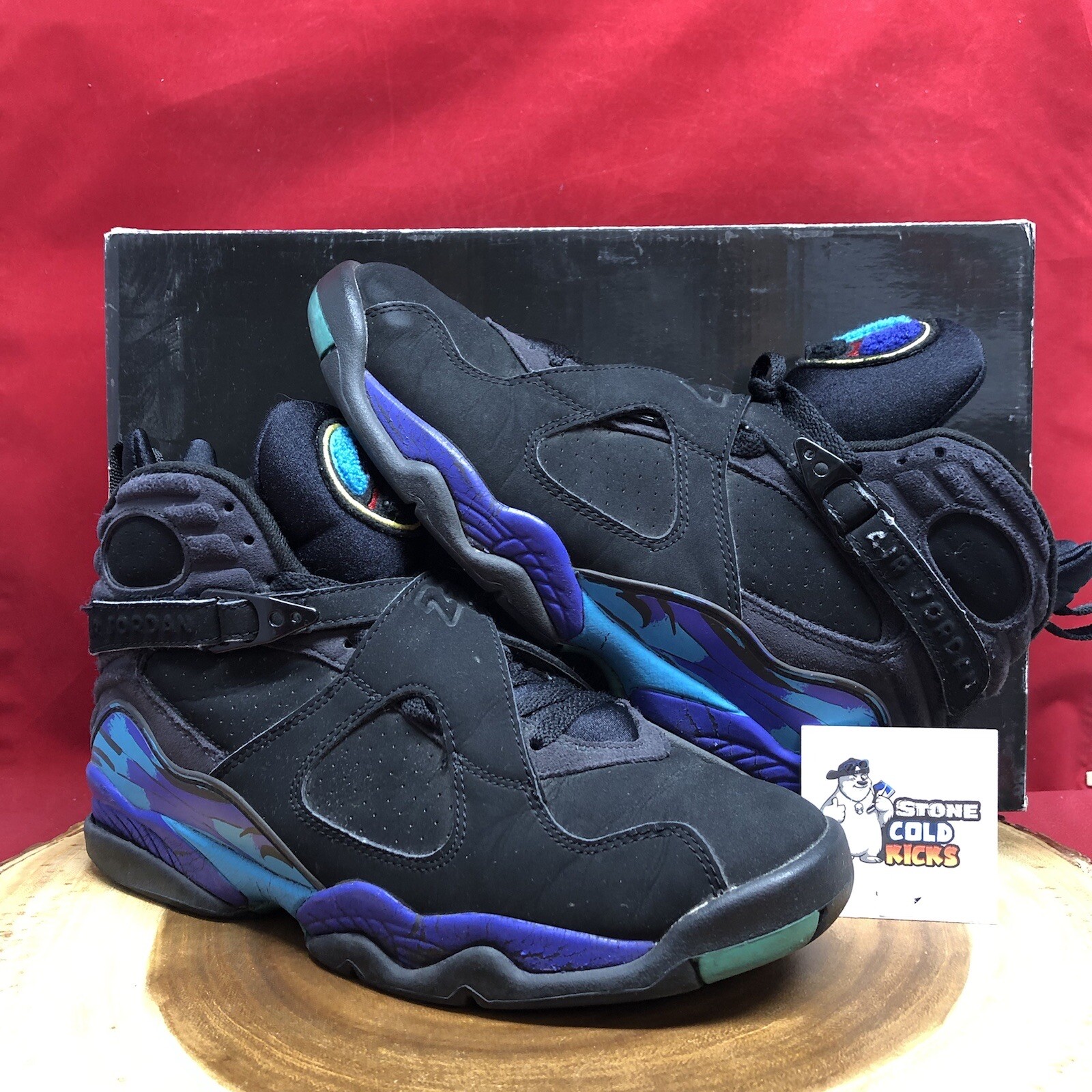 Nike Air Jordan 8 Retro Aqua Black Blue Purple Playoff Size 8.5 305381 041