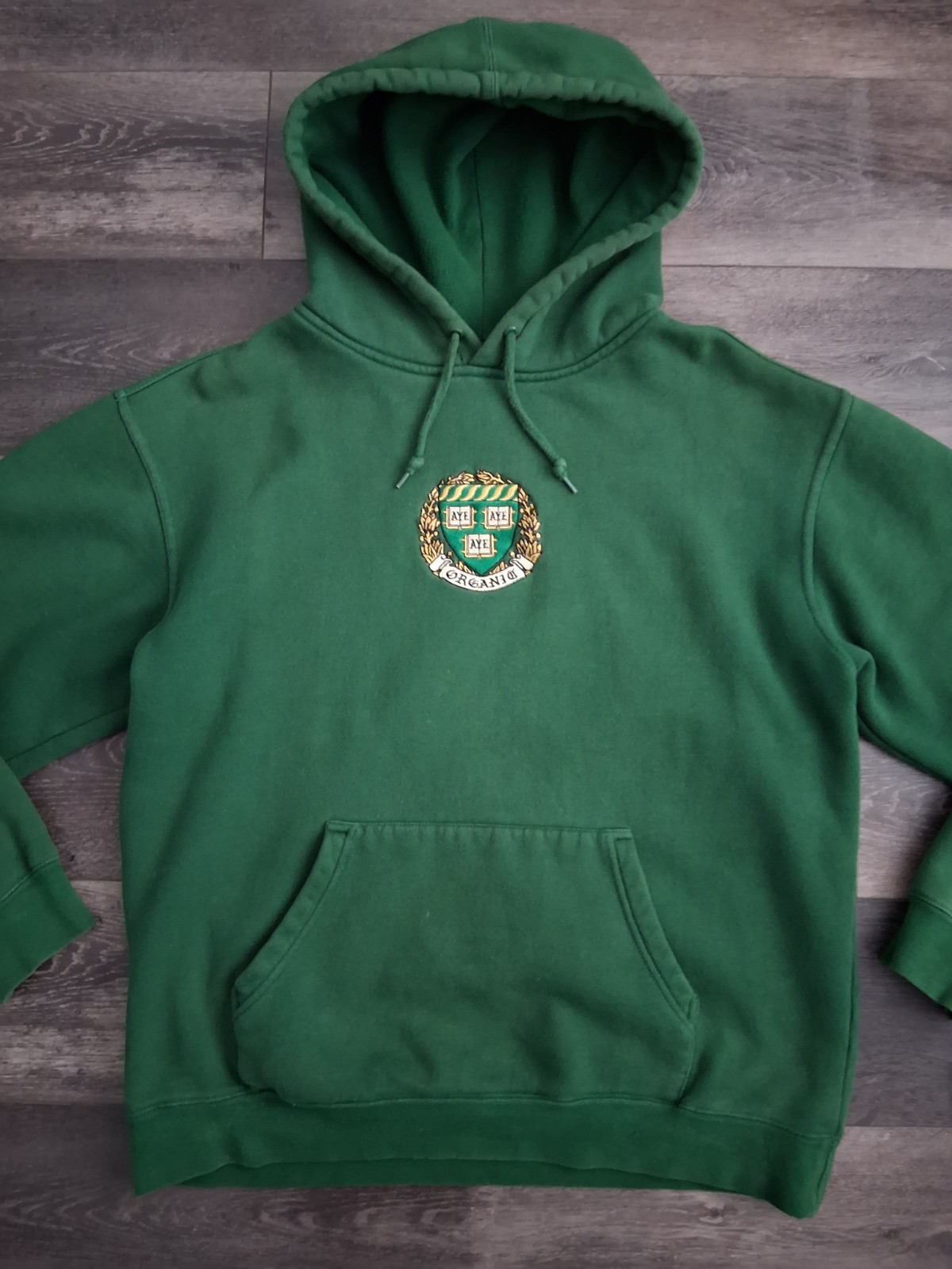 Midnight Organic Aye Aye Aye Pullover Fleece Hoodie Green Size Large