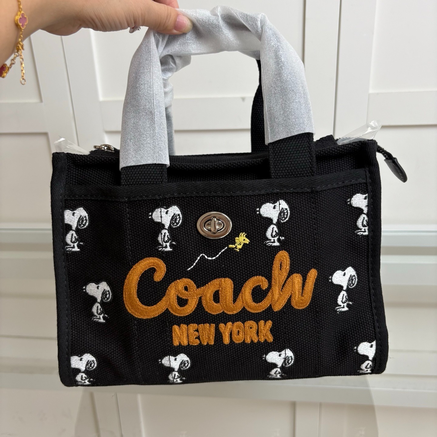 Coach CBF70 Peanuts Collaboration Cargo Tote Bag 26 Snoopy Canvas/Grosgrain