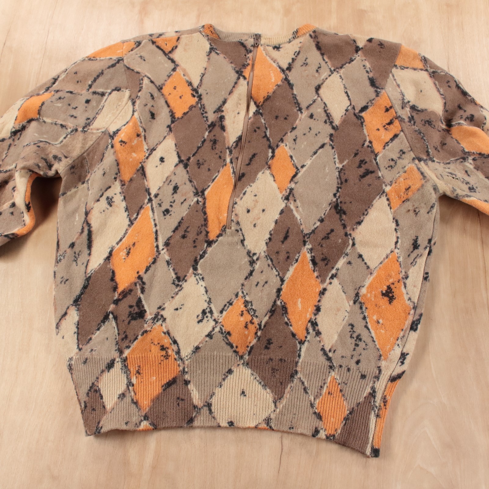 DALTON cashmere abstract argyle print sweater fits SMALL true vtg 50s 60s mod