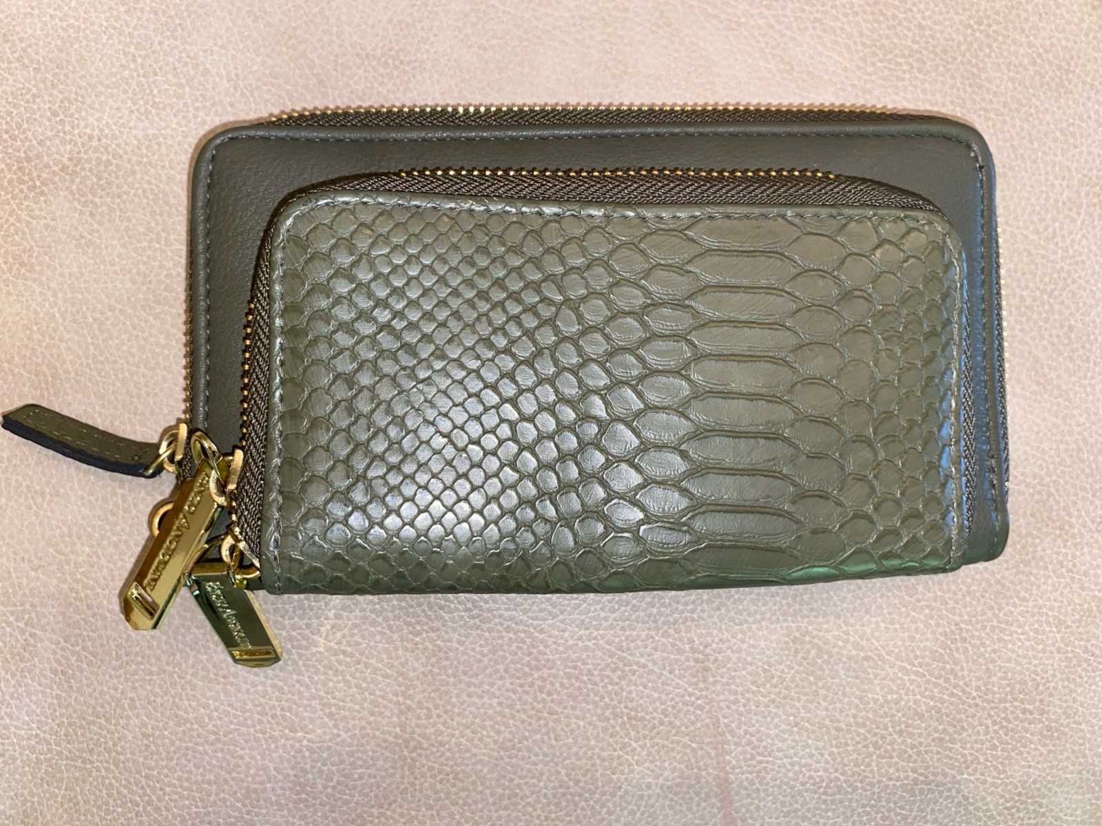 Enzo Angliolini Leather Double Zip Wristlet/Wallet