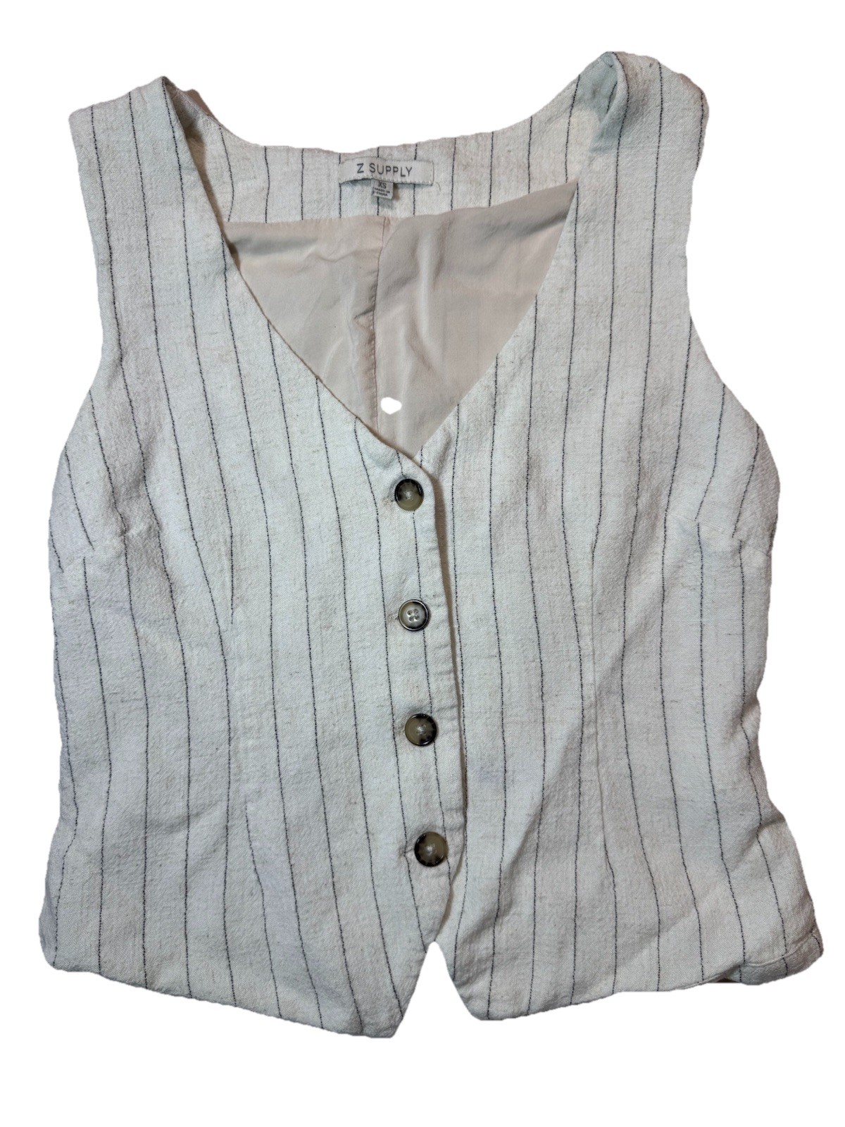 Z Supply Cortez Linen Blend Set XS Pinstripe Wide Leg Pants & Top Coastal Resort