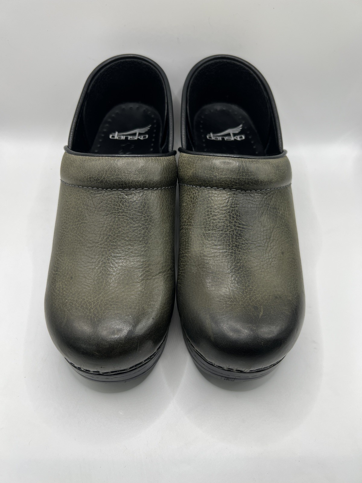 Dansko Professional Leather Clog 7.5 US 38 EU Distressed Green Slip On Comfort