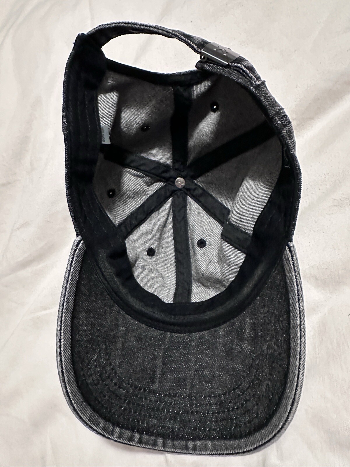 Black Denim Jean Cotton Polo Style Dad / Baseball Ball Cap Hat MN Leather Patch