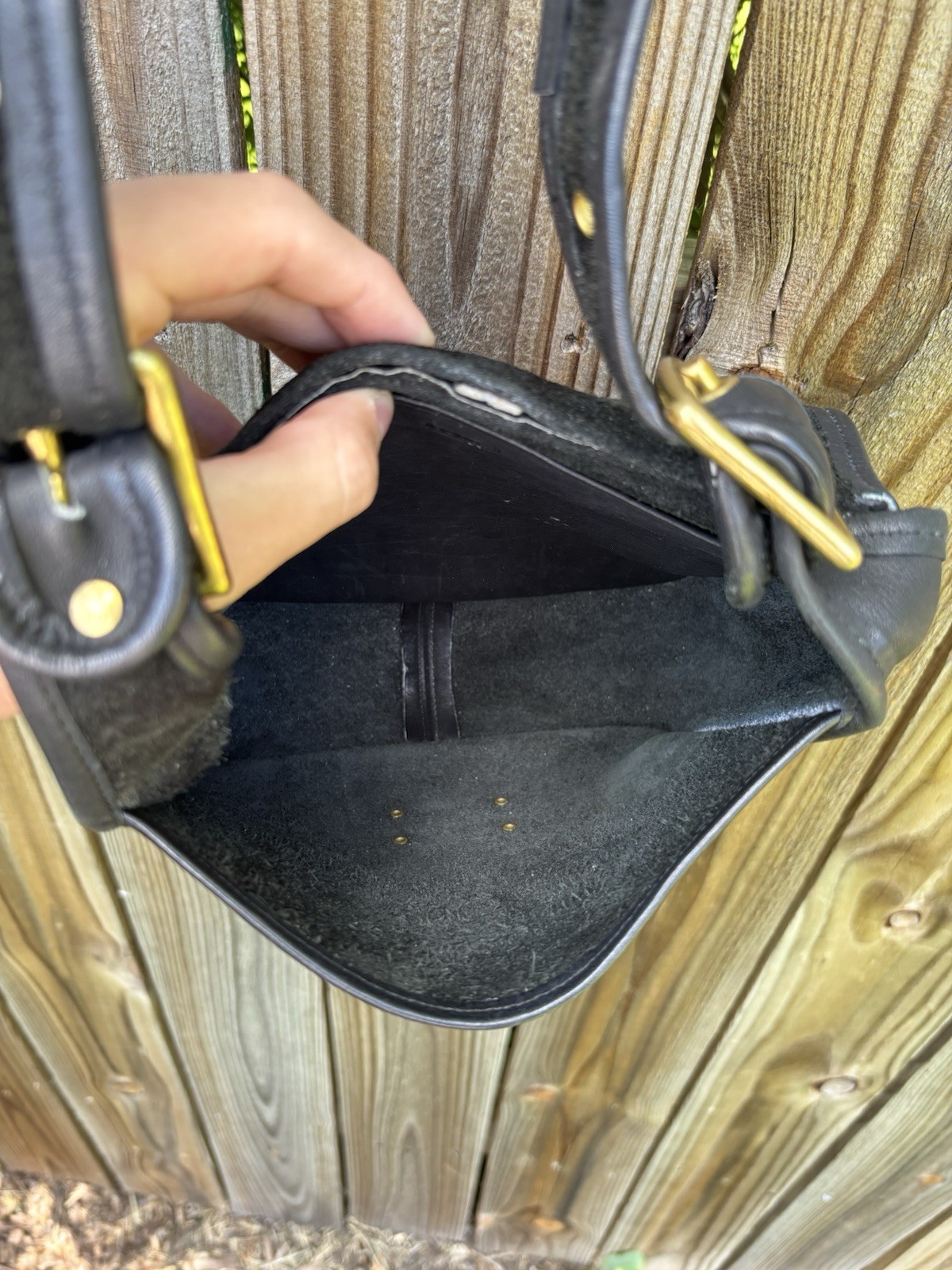 RARE Coach Pre Creed 1973 1970s Leather Hasp Bag Shoulder Bonnie Cashin Black
