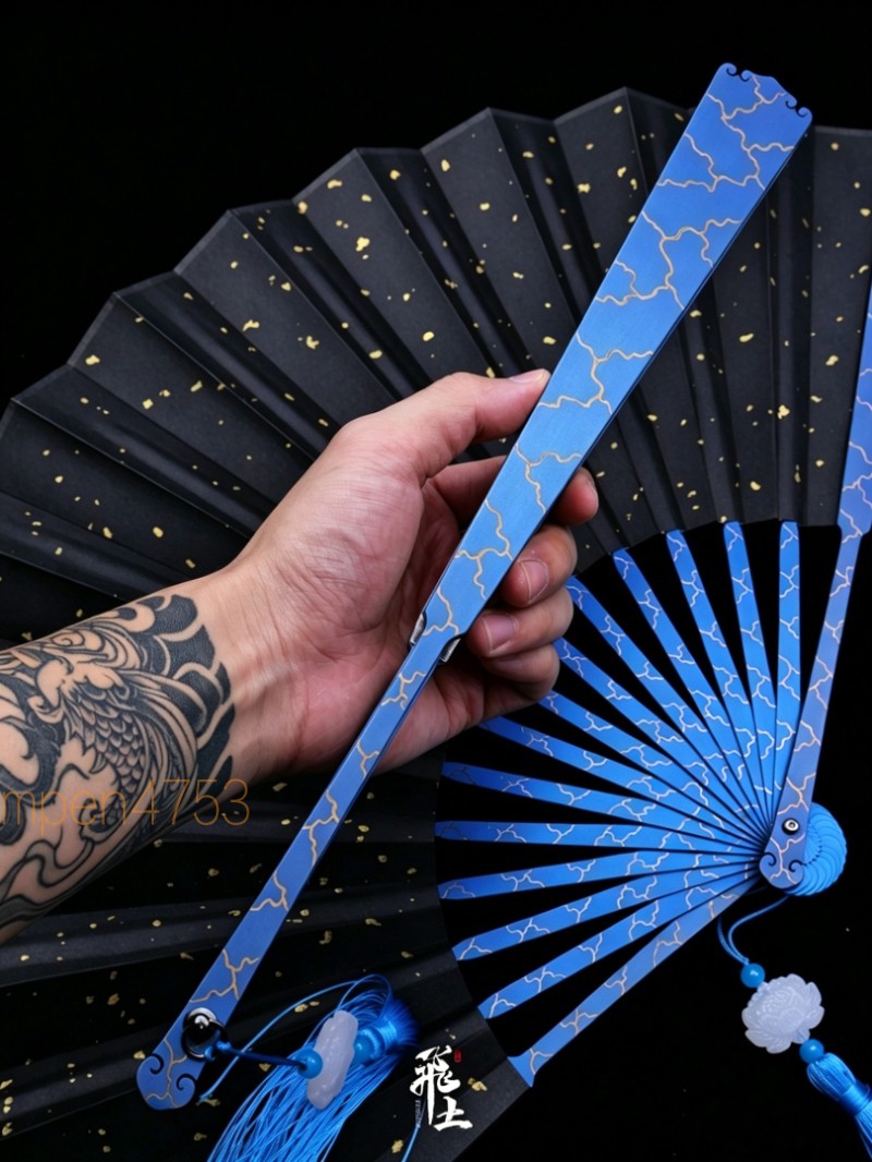 10 In Titanium Alloy Folding Fan Metal Hand Fan Martial Arts Kung Fu Pocket Fan