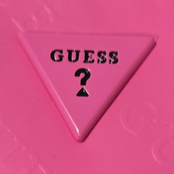 GUESS Pink Small Shoulder/Crossbody Bag Logo Pattern Zip Silver Hardware Strap