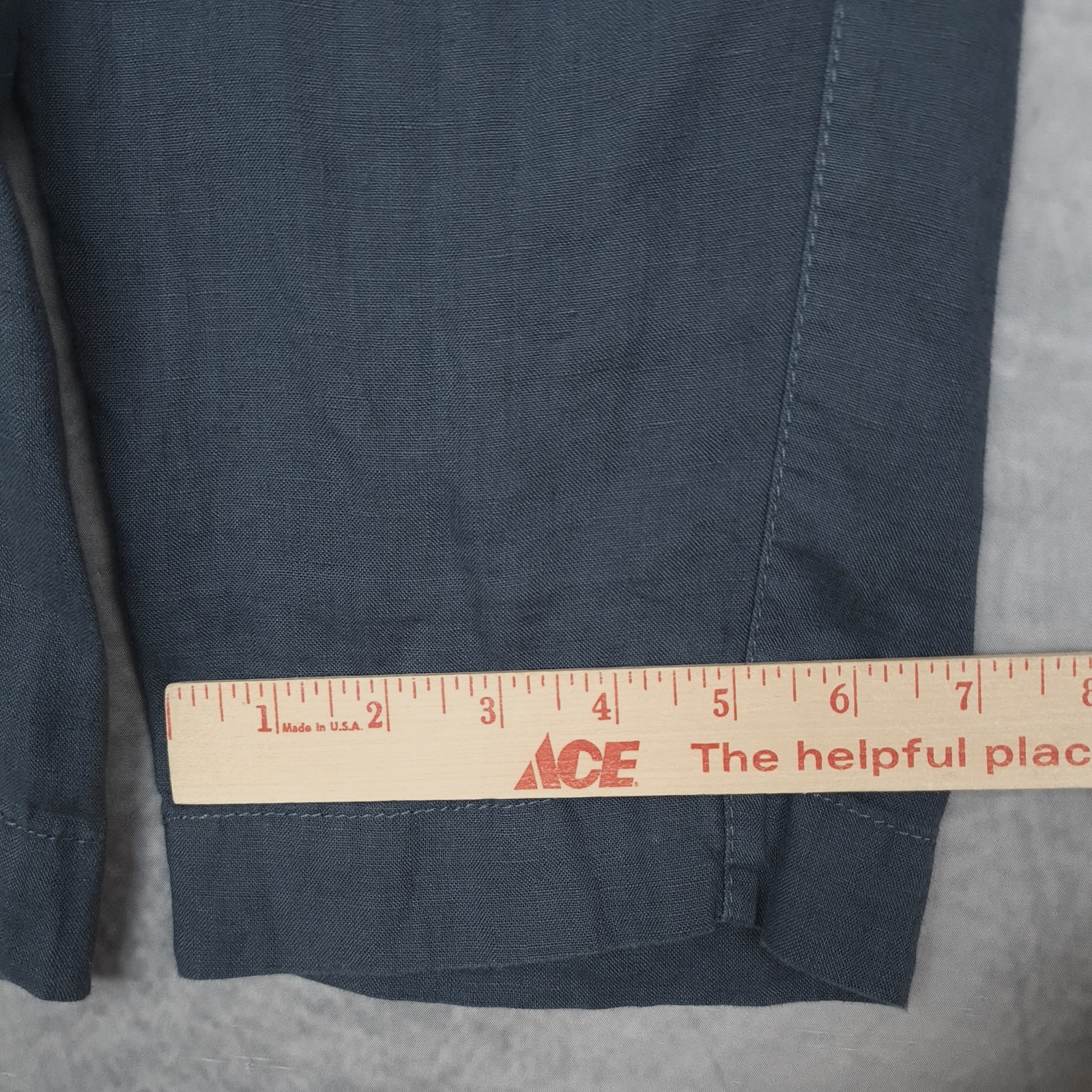 Athleta Pants Womens 2 Blue Linen Cropped Adjustable Waist Tabs Casual Summer