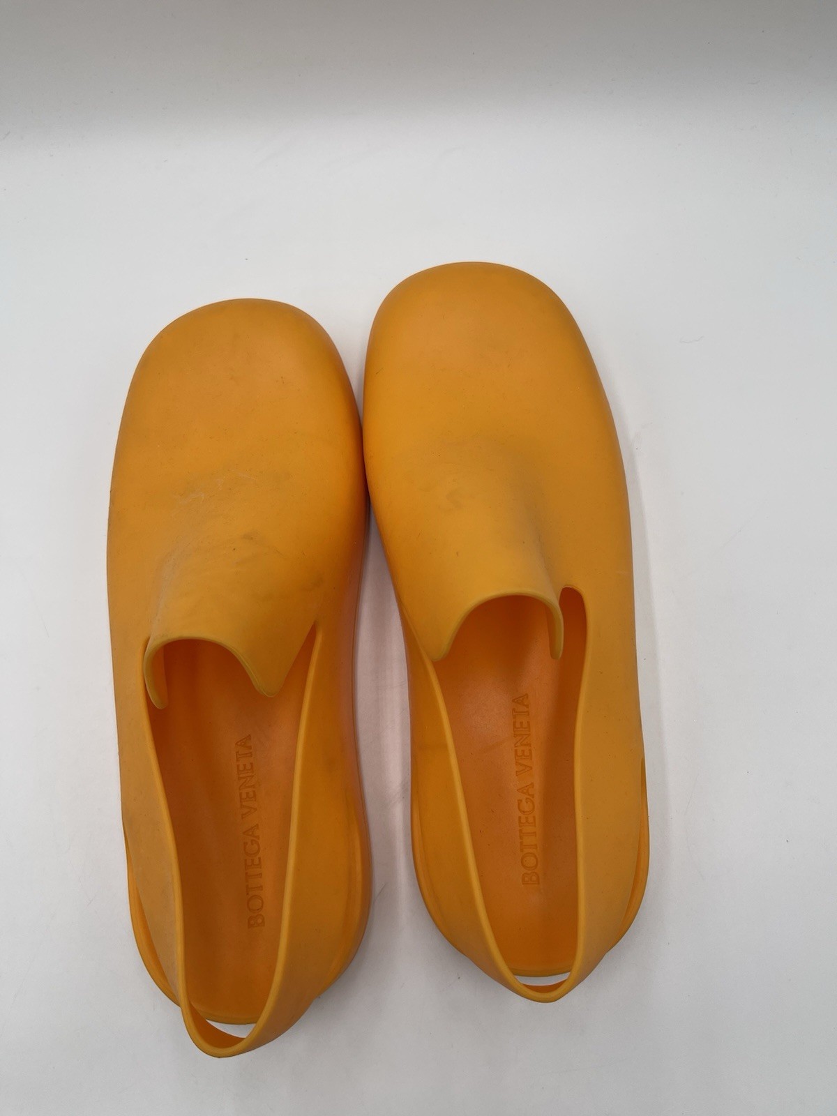 Men’s Bottega Veneta Puddle Slingback Orange Rubber Sandal Size 43