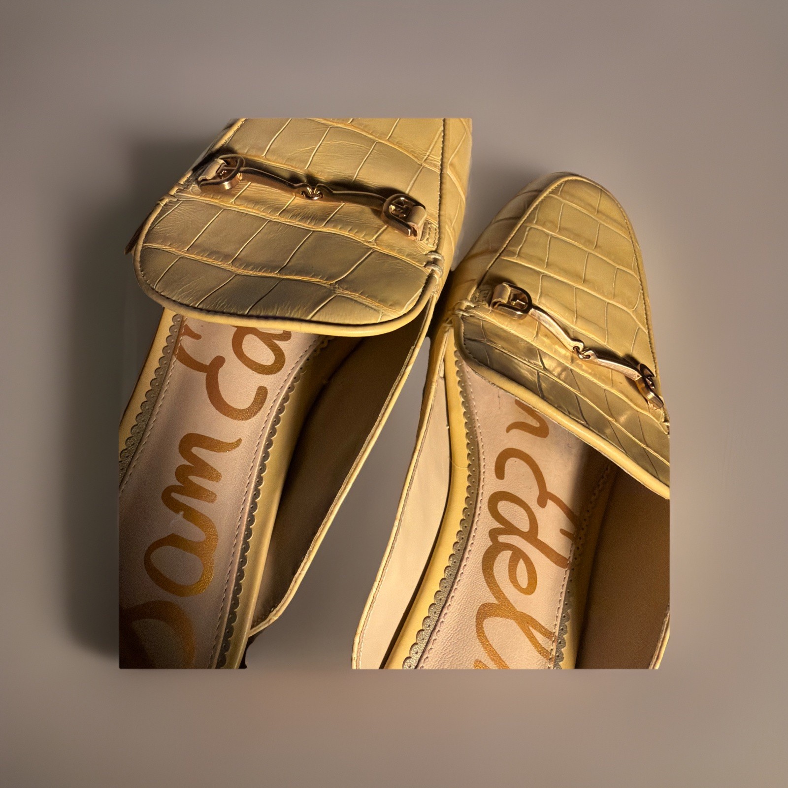Sam Edelman Womens Laurna Sun Croc Leather Slip On Flats Sz 9M