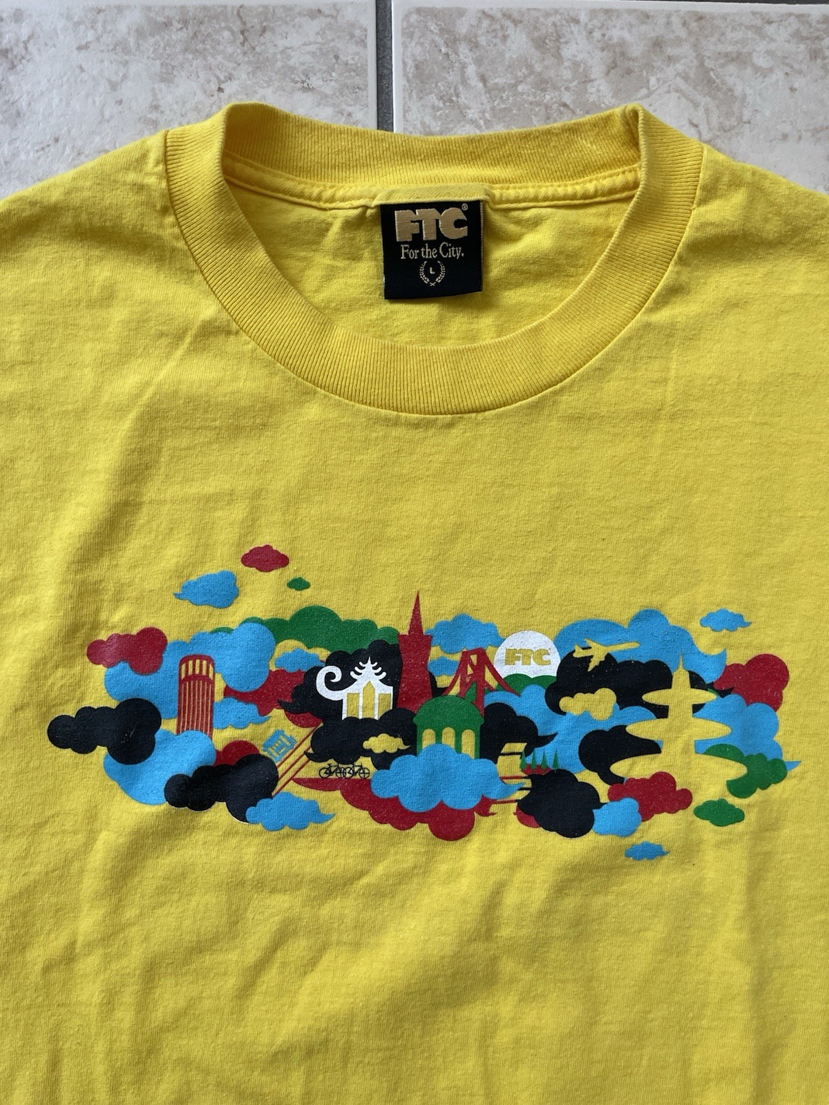 FTC For The City Skate Men’s Short Sleeve Large Yellow T-Shirt Classic Skate Tee