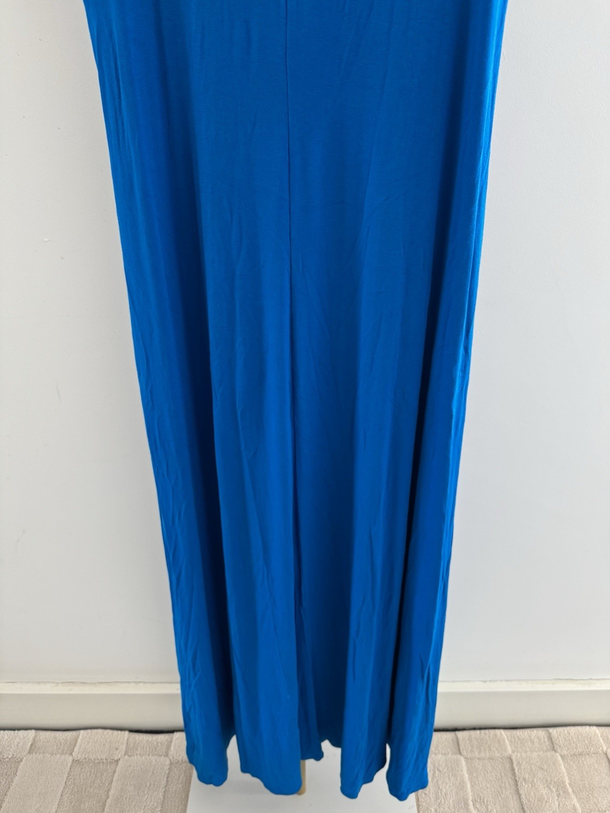 BHS Blue Maxi Dress UK 18 Sleeveless Wrap Twist Front Stretch Jersey Holiday