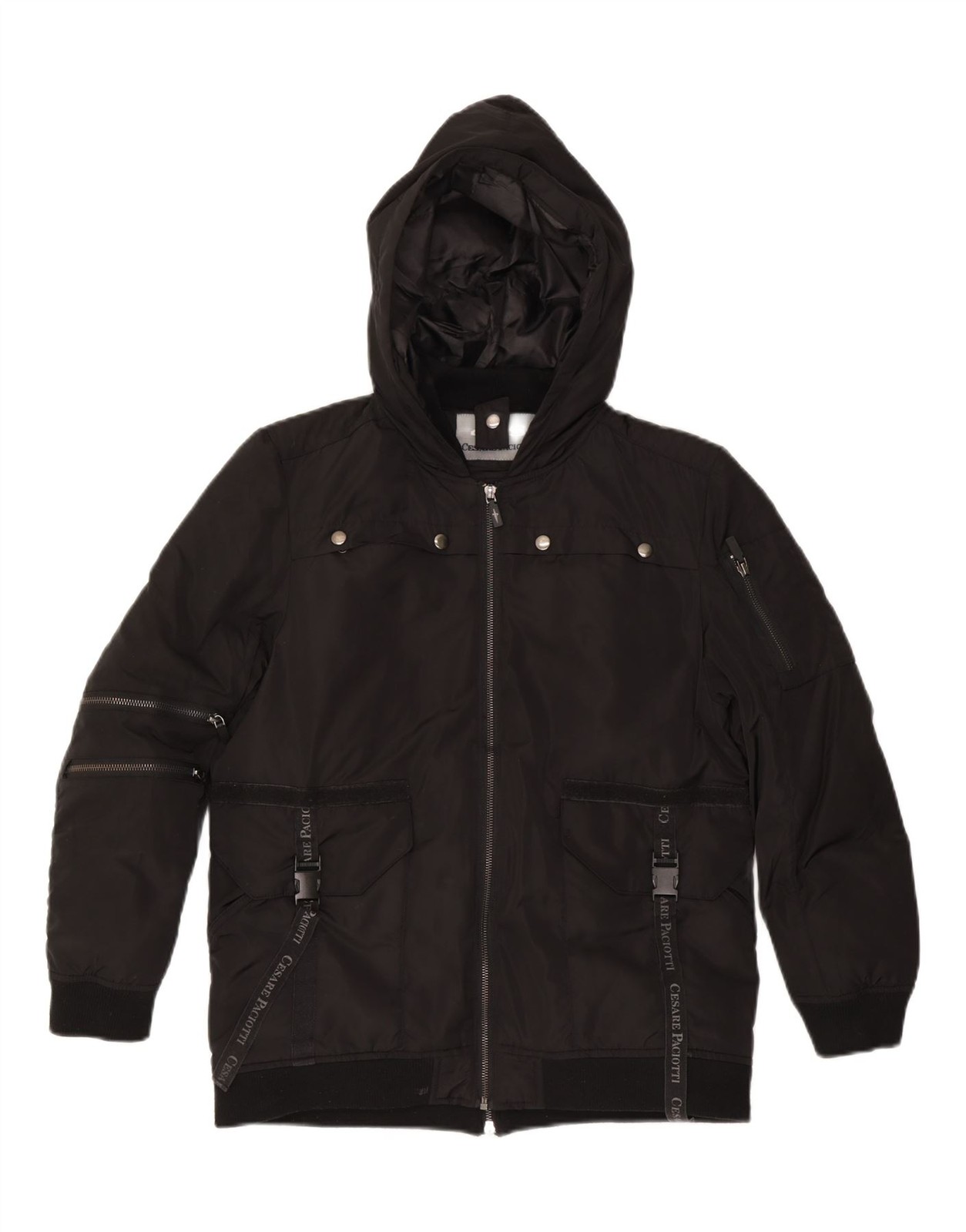 CESARE PACIOTTI 4US Womens Hooded Padded Jacket UK 12 Medium Black DU70