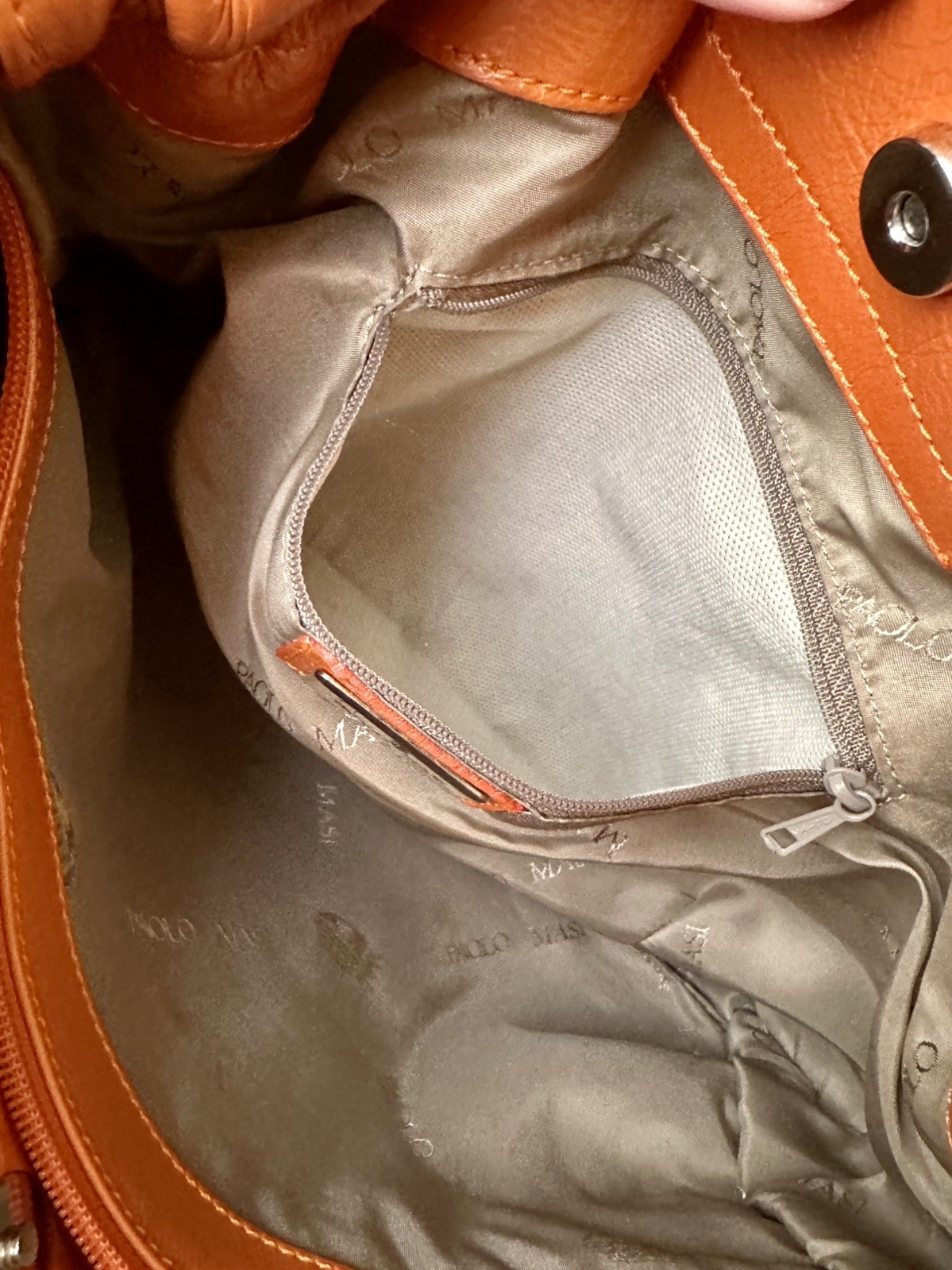 Paolo Masi Genuine Leather Made In Italy Shoulder Bag Handbag Purse Orange