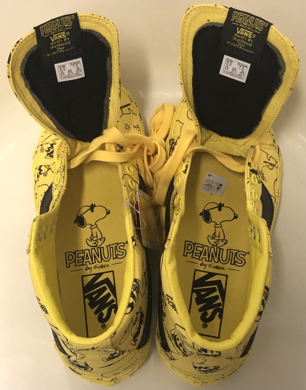 Vans X Peanuts SK8-Hi Charlie Brown Yellow/Black Mn’s 5.5 Wn’s 7 Limited Edition