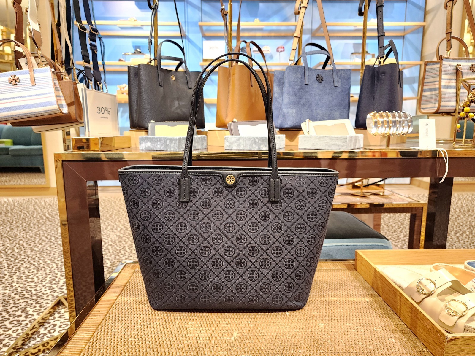 Latest Tory Burch T Monogram Black Large Tote Travel Shoulder Bag Purse 152302