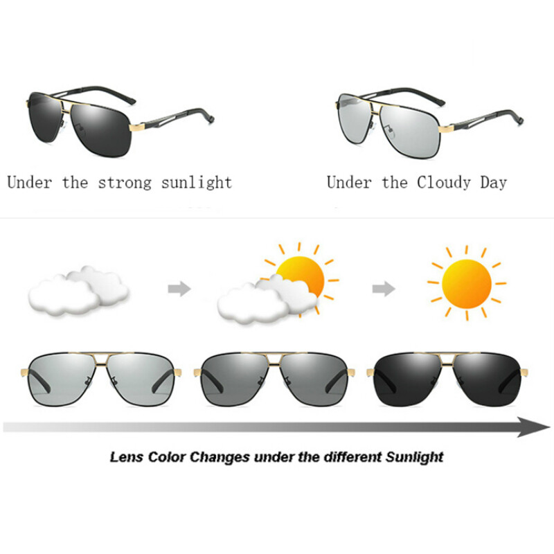 HD Polarized Photochromic Sunglasses Men Chameleon Driving Sport Glasses Eyewear