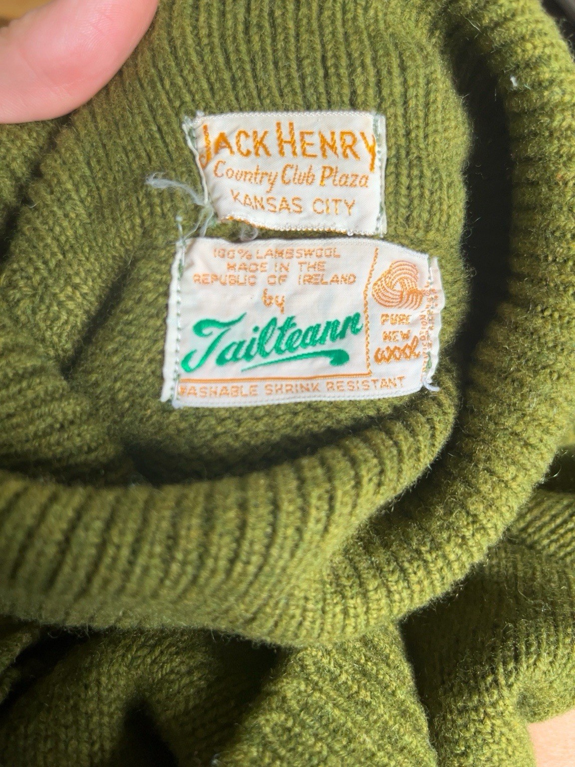Vintage Tailteann Jack Henry 100% Lambswool Turtleneck Sweater Ireland Mens M/L