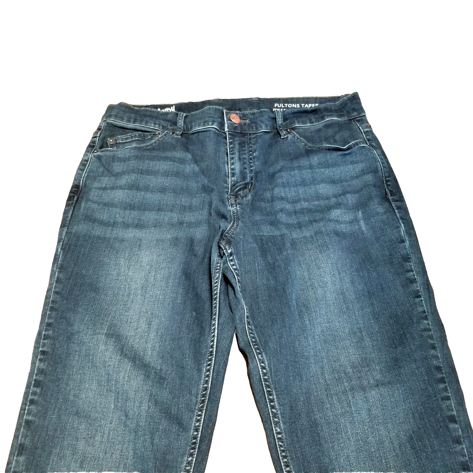 Mugsy Fultons Taper Jeans Men’s Size 34×30 Blue Faded Stretch Denim (33×27)