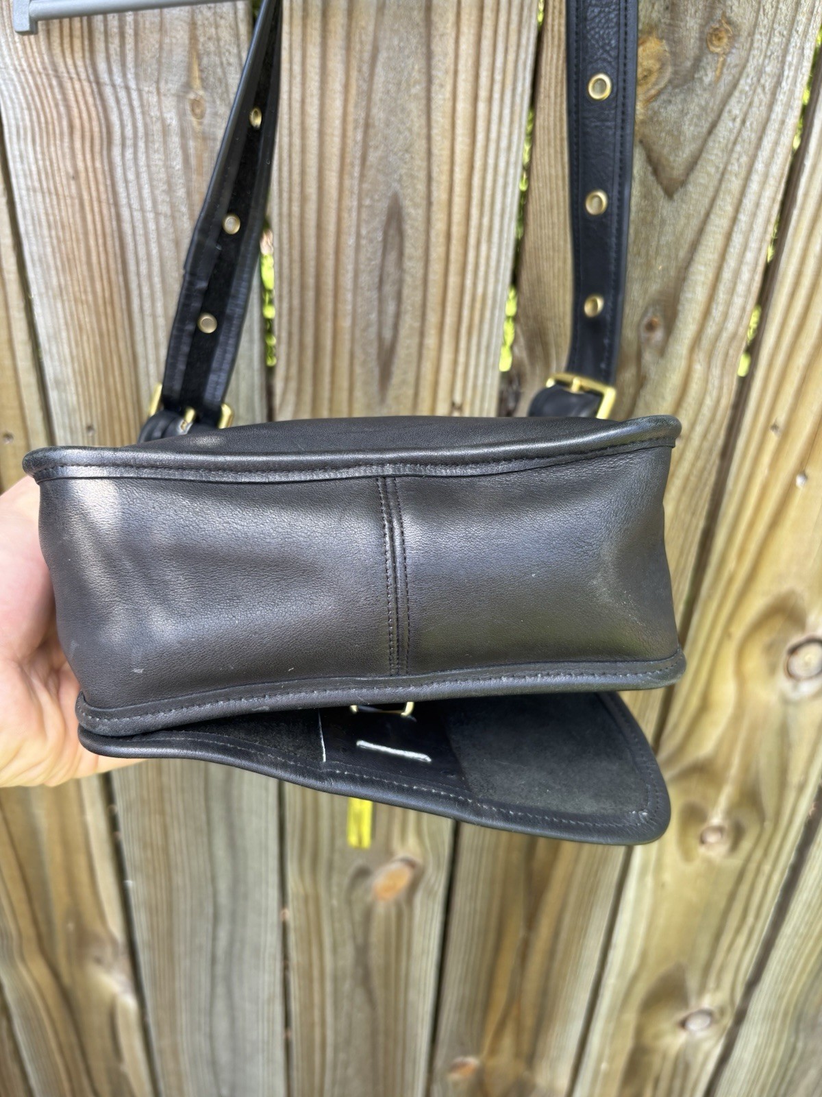 RARE Coach Pre Creed 1973 1970s Leather Hasp Bag Shoulder Bonnie Cashin Black