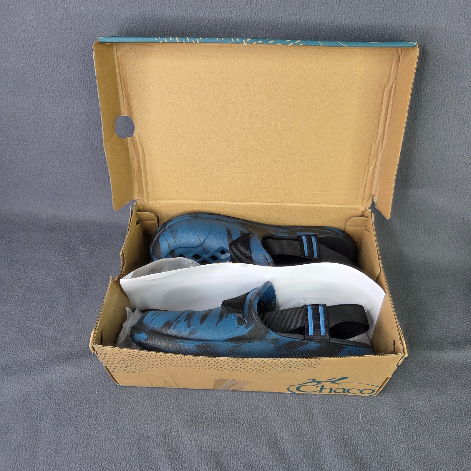 Chaco Shoes Mens Size 7 Blue Black Camo Sandals Performance Water Hiking Outdoor