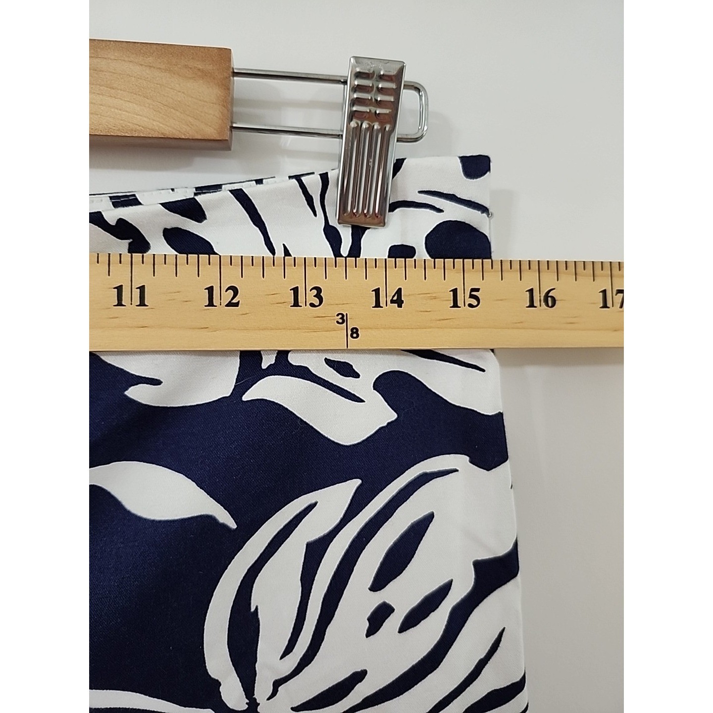 Lauren Ralph Laurenl Straight Leg Pants Size 8 Blue White Stretch Floral Leaf