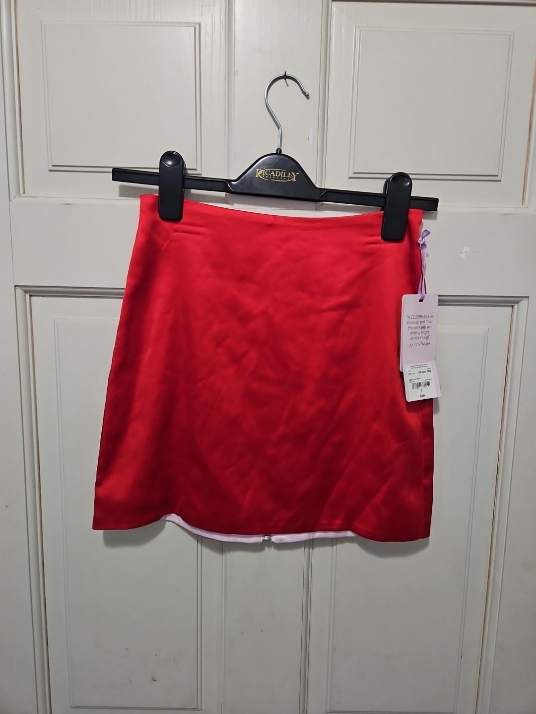Johnny Wujek Reversible Mini Skirt Red/ Light Pink Size 0 $49 Retail NWT Silky