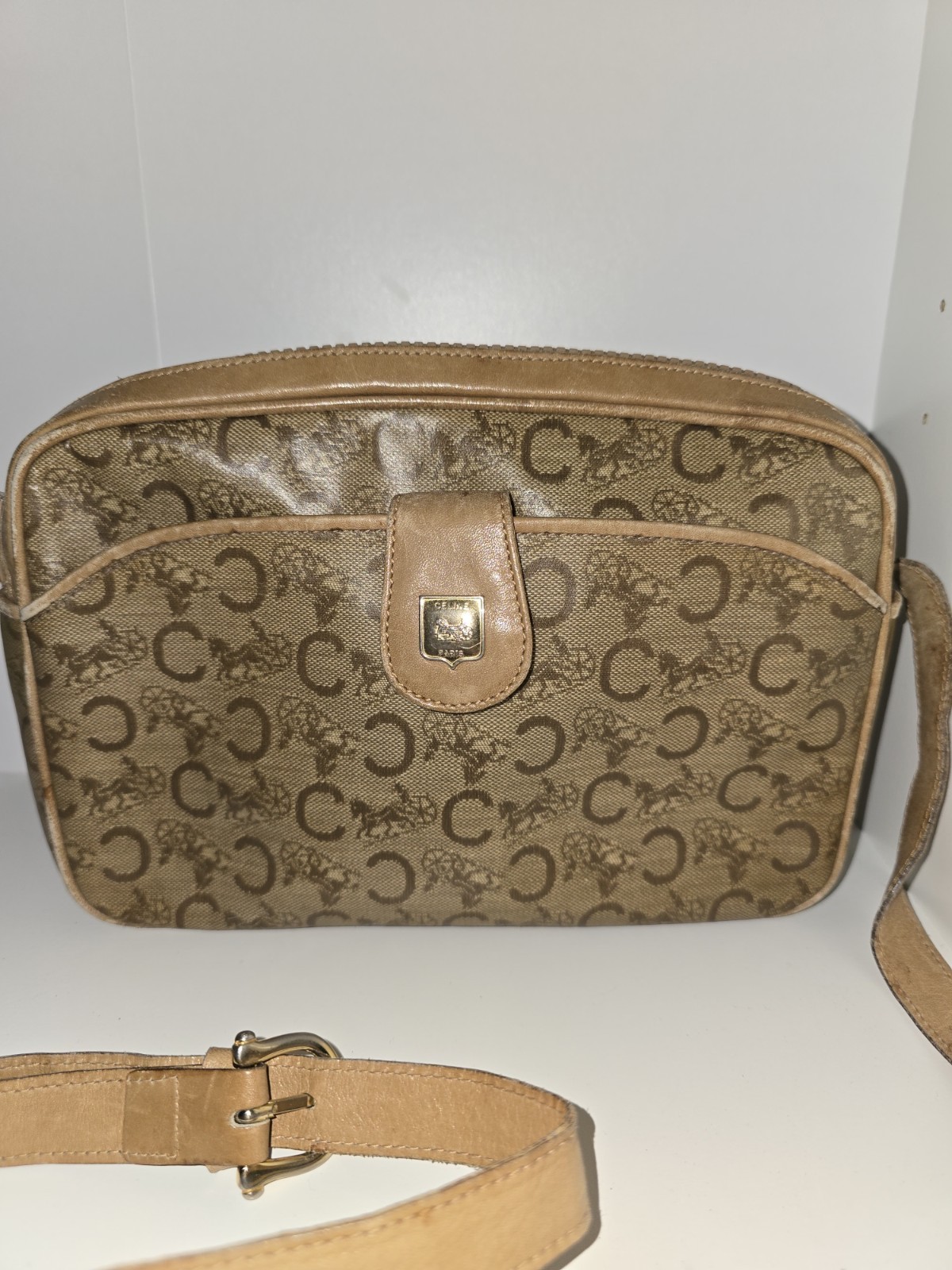 Celine C Macadam Canvas Shoulder Bag