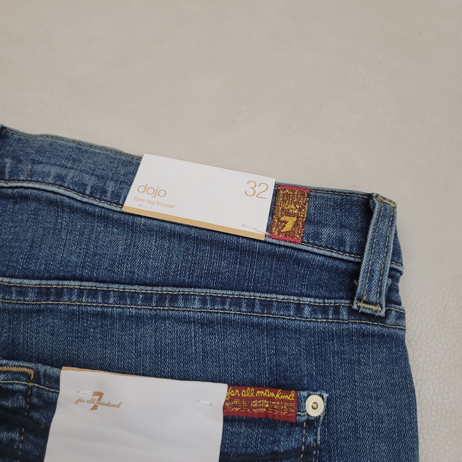 7 For All Mankind Tailorless Dojo Wide Leg Flare Trouser Blue Jeans Size 32×34