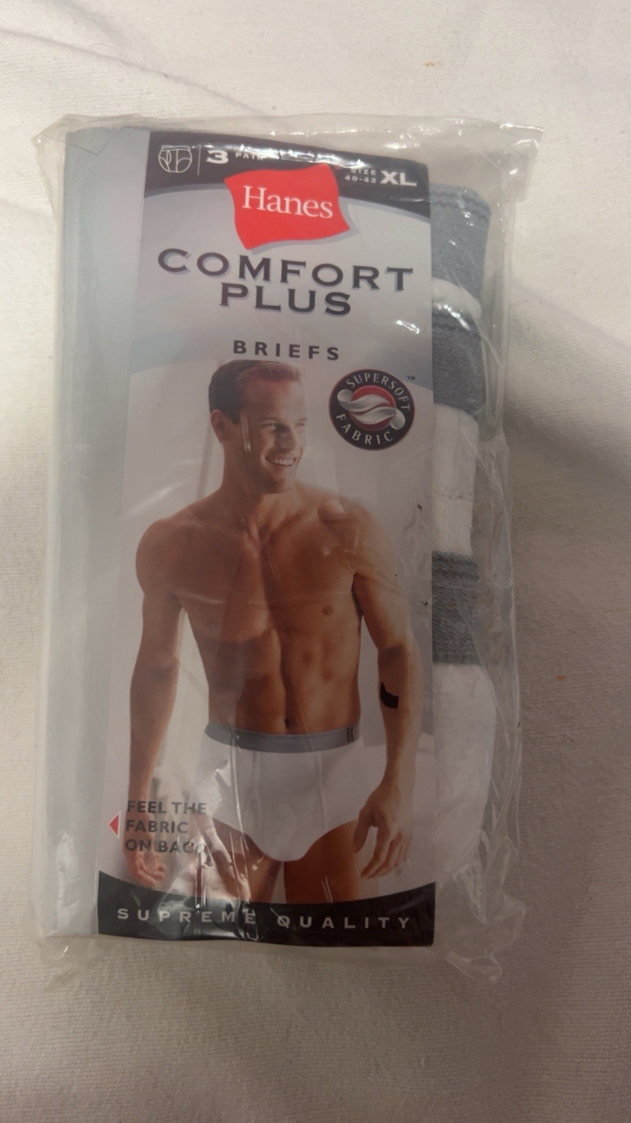 New Vintage Hanes Men’s Comfort Plus 3 Pack Briefs Underwear XL