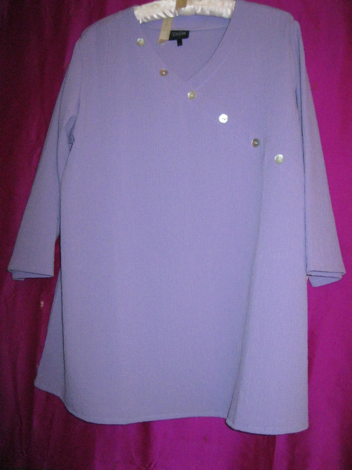 TOOFAN LABEL, LAVENDER COLORED L/S BLOUSE, NEW, RAYON/POLY, SZ L..
